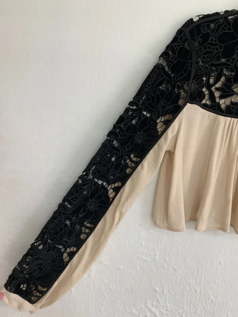 Free People Velvet Lace Cropped Swing Top Sz 4